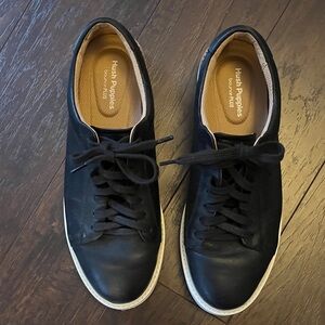 Hush Puppies Men's Black Leather Low-Top Lace-Up Sneakers